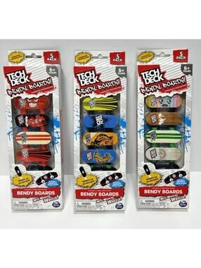 Tech Deck Bendy Boards 3-Pack Mini Skateboard Erasers with Working Wheels New